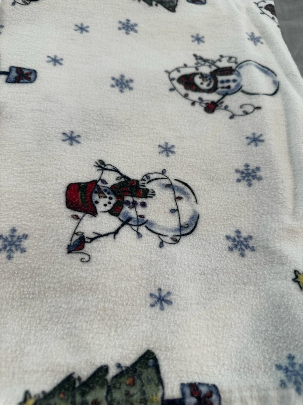 Festive Snowman & Christmas Tree Flannel Twin Flat Sheet Sears - White Base